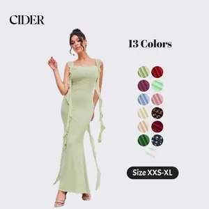 Cider Mesh Ruffle Hem Maxi Dress