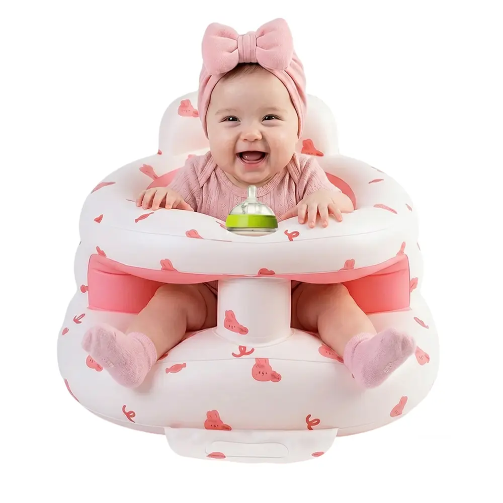Inflatable Baby Seat with Built-in Air Pump, Inflatable Toddler Baby Chair for Babies 3 Months & Up, Blow up Baby Seat with Full Enclosure Protection, Baby Stuff with PVC Material, Sit Me Up Floor Chair