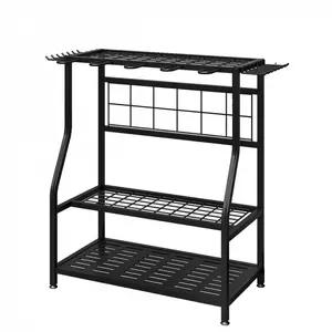 Garden Tool Organizer Holder Heavy Duty Steel Rack Up to 60 Long Handled Tools for Garage Shed Outdoor Garden Yard, Standing Shelf
