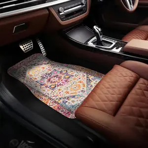 Moroccan Bohemian Style Car Floor Mat, Non-slip Car Front & Rear Floor Mat, Car Interior Accessory, Fashionable Car Interior Decoration Accessories