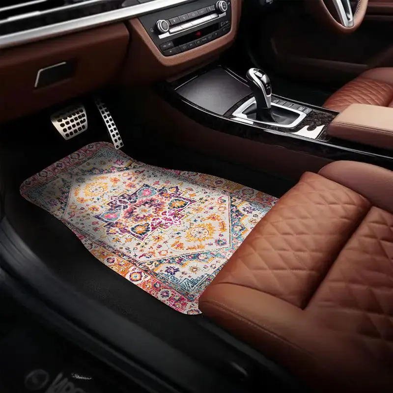 Moroccan Bohemian Style Car Floor Mat, Non-slip Car Front & Rear Floor Mat, Car Interior Accessory, Fashionable Car Interior Decoration Accessories, Auto Interior Accessories, Floor Mats For Car