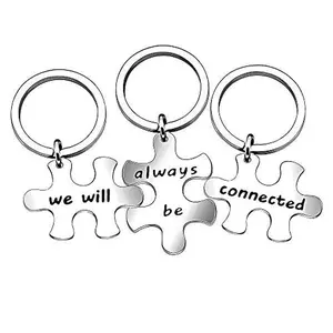 3pcs Best Friends Brothers Sisters Gifts Key Chain Set Friendship Long Distance Gifts - We will always be connected Keychain