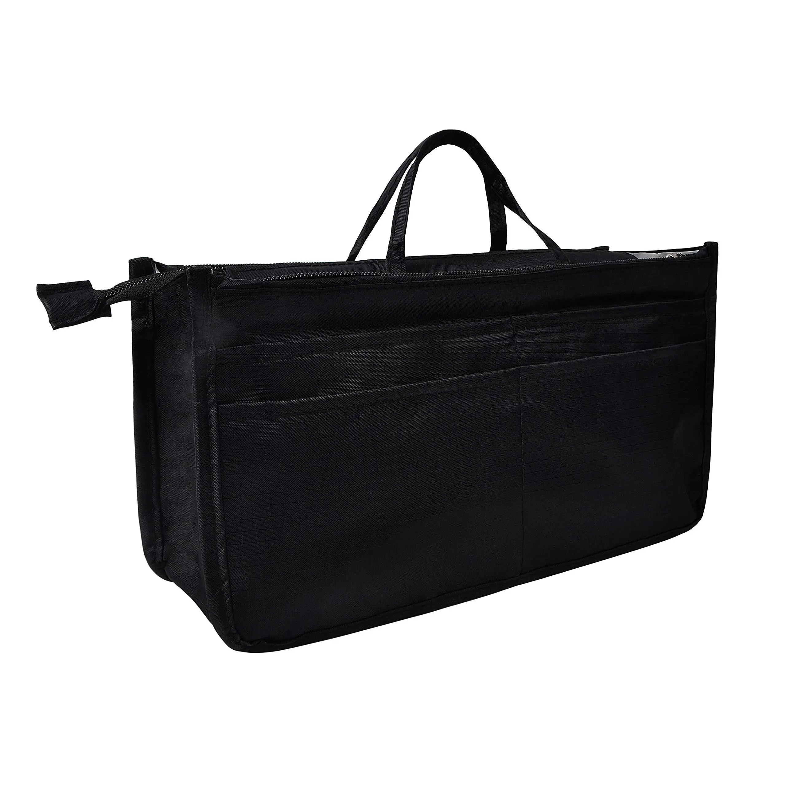 Patterned Purse Handbag Tote Pocketbook Bag Organizer Insert With Zipper Handle For Women Large Black
