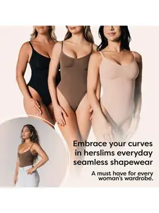 Tummy Control Tank Bodysuit Thong Shapewear Beige High Stretch Composite Fabric for Everyday Comfort and Fit