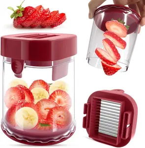 Strawberry Slicer Cup & Grape Cutter - Stainless Steel Fruit & Vegetable Cutting Tool for Cherry Tomatoes, Banana, Eggs | Detachable Egg Dicer with Portable Speed Cutter Kitchen Gadget