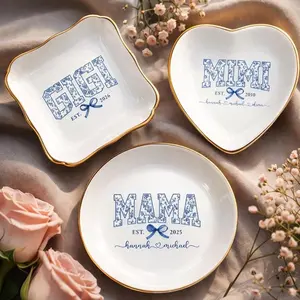 Personalized Mama With Kids Name Chinoiserie Ring Dish: Custom Grandma Trinket Tray, Mothers Day Gift For Mom, Nana