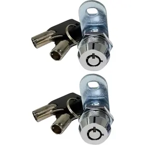 Tubular Cam Lock Keyed Alike Removable Key for RV Compartment Storage Cabinet Locks, Chrome, Pack of 2, 5/8" 90°