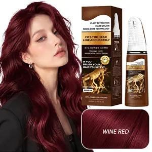 No-Mess Hair Color Comb - Semi-Permanent Burgundy Red Dye with Nourishing Ginger Essence, 1-Step DIY Salon-Level Results at Home, Full Coverage for All Types, 6.8 fl.oz