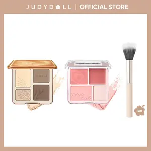 JUDYDOLL All-in-One Contour & Highlighter & Blush Set, With Brush, Face Sculpting Palette, Powder & Cream Formulas, Long-Lasting Wear, Travel-Friendly, Makeup, Cosmetics, Holiday Gift Set​, Spring Gift, Refresh Look