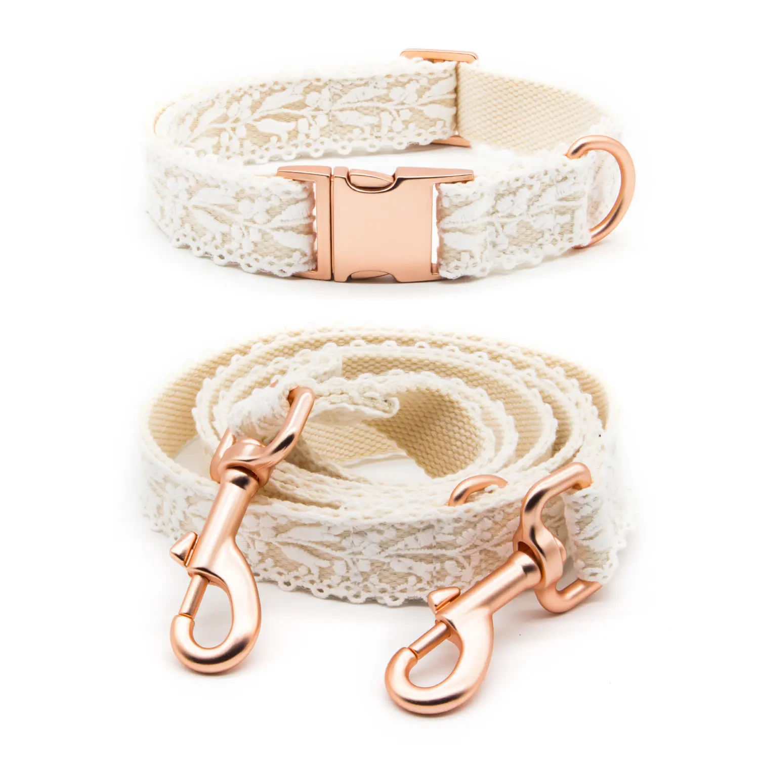 Dog Collar and Leash Set, Cotton Lace Handmade 4-5 FT Adjustable Comfortable Unique Collars and Leashes for Small Medium Large Dogs