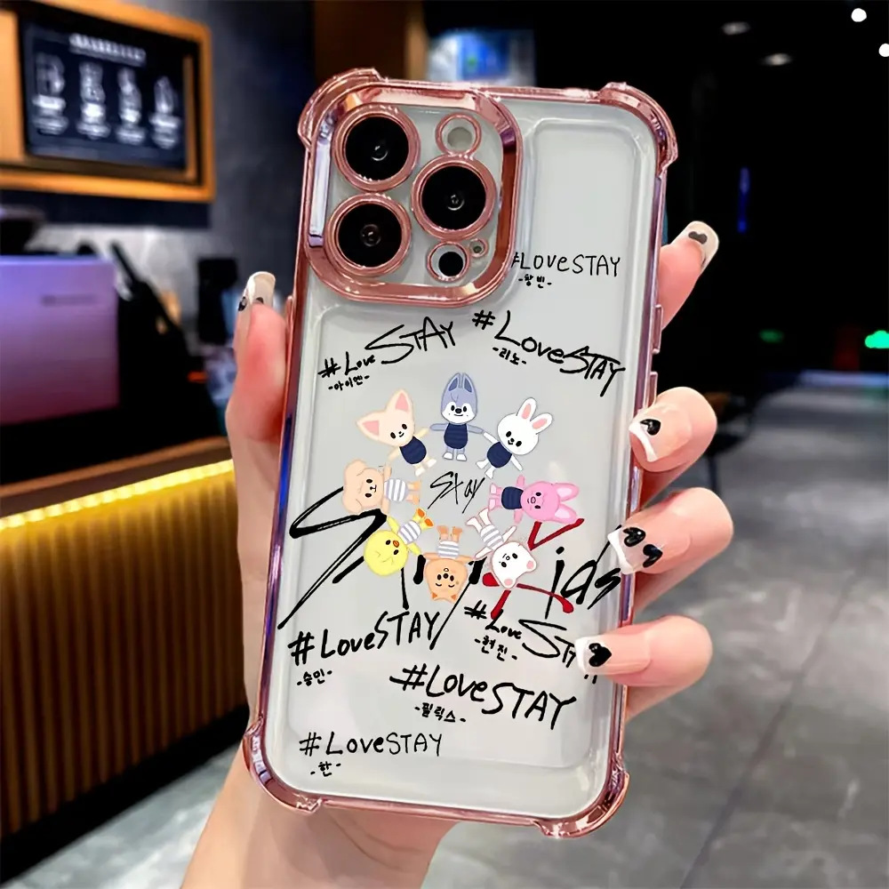 Phone case: Korean Fashion Group S-Stray Kpop K-Kids - Shockproof Transparent Soft Back Case Compatible with iPhone 17, 16e, 16, 15, 14, 13, 12, 11, & Samsung Galaxy S26 Ultra S25 S24 S23 S22 S21 Plus Daily Phone Cover, Anime Design, Uv Printed Design