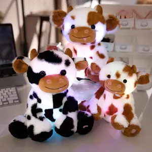LED Cow Plush Toys in 2 Sizes, Glow-in-the-Dark Cuddly Cow Stuffed Animal Kawaii Plush, Cute Cow Design Birthday Gift