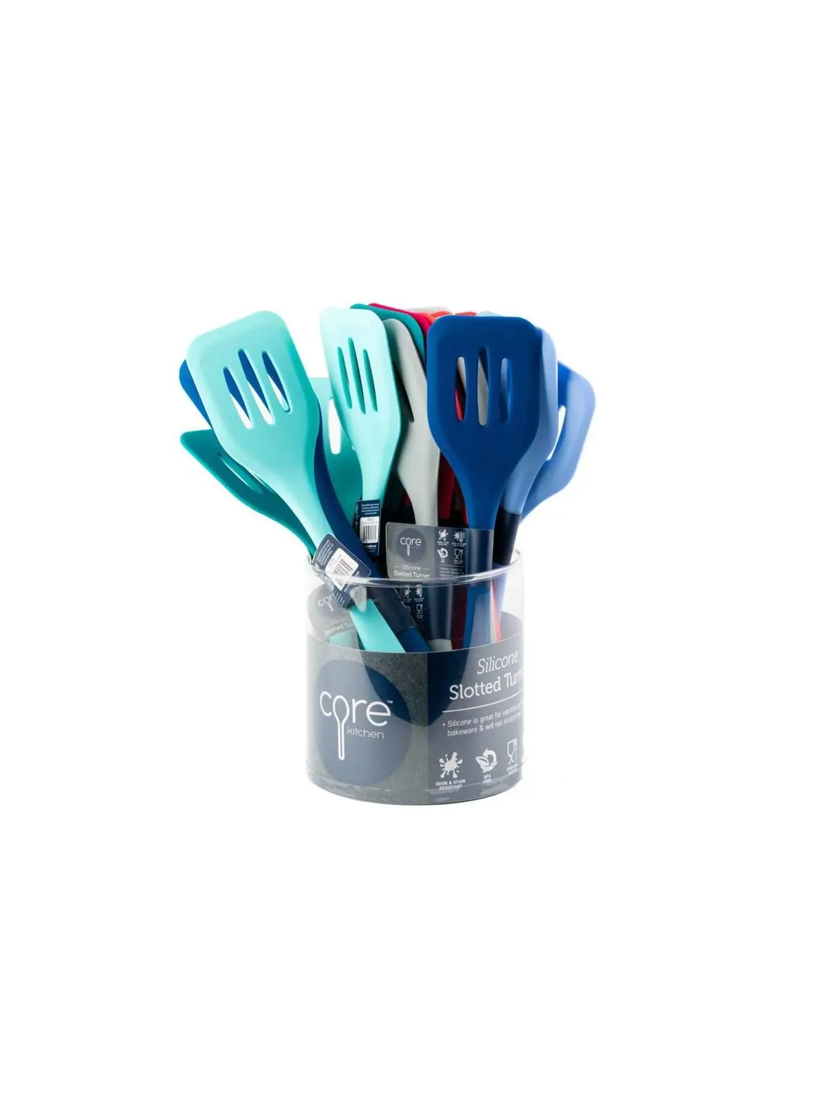 Core Home 111665 CDU Silicone Slotted Turner, Kitchen Cookware Utensil for Non-Stick Pans & Woks