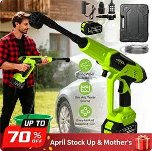 21V Cordless Portable High Pressure Power Washer, 200W Efficient Water Cleaner Powered by 13000mAh Large Capacity Battery, Features 6-in-1 Adjustable Nozzle and Foam Dispenser, Perfect for Multi-Purpose Cleaning Tasks Anywhere Anytime