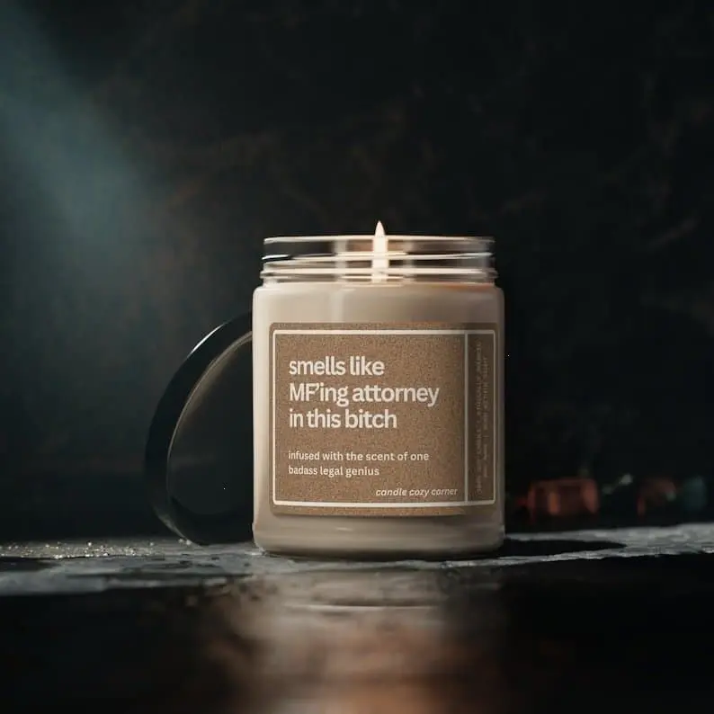 Smells Like A MF'ing Attorney Candle, MFA Candle Gift For Lawyer, Law School Graduation Gift,Bar Exam Gift,Future Lawyer Candle,Lawyer Gift,