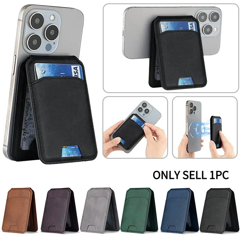 Magsafe Card Wallet Phone Stand PU Leather Magnetic Card Holder  Phone Cases Bracket Stand with Kickstand for IPhone 13/14/15/16 Magnetic Phone Mount Multifunctional Phone Holder Phone Accessories