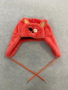American Cartoon Plush Beanie Hat, Pirate Fox Fleece Ear Warmer, Unisex Cute Fitted Hat for All Seasons, Warm and Cozy