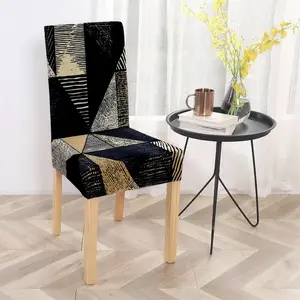 Geometric - pattern polyester chair cover, suitable for dining rooms, living rooms, studies, meeting rooms, cafes, and homestays. With good elasticity and easy - to - install features. Dining Chair Slipcover