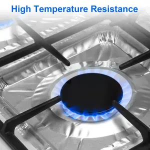 50pcs Heavy Duty Disposable Gas Burner Liners, Thick Foil Square Stove Covers, Gas Range Protector Pads for Cooking Camping, father gift Cookware