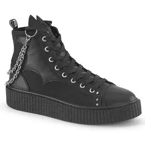 Demonia Men's Sneeker-230 Black Canvas-Vegan Leather Sneakers