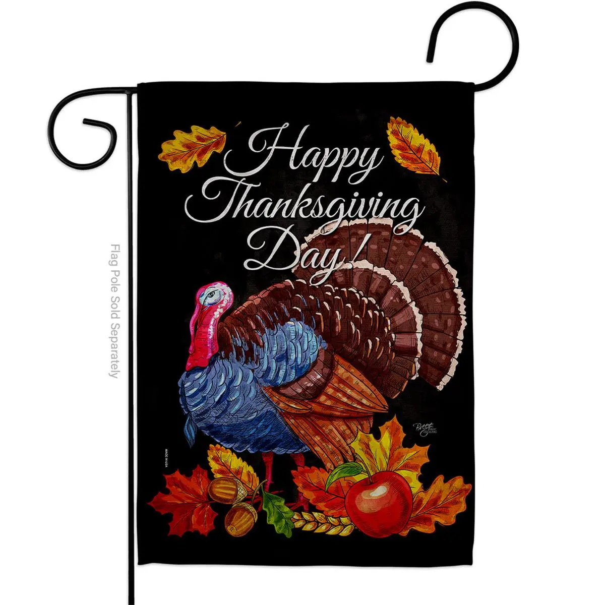 Breeze Decor G163103-BO 13 x 18.5 in. Thanksgiving Turkey Garden Flag with Fall Double-Sided Decorative Vertical Flags House Decoration Banner Yard Gift, Holiday Decor, Pro Guard Material, Weather Resistant, Outdoor Decor