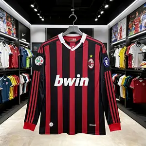09 10/Home Kit/80# Ronaldinho/Retro/Long Sleeve/Soccer Jersey/Fans Version