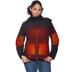 Women's Heated Jacket Detachable Hood With 12V Battery Pack