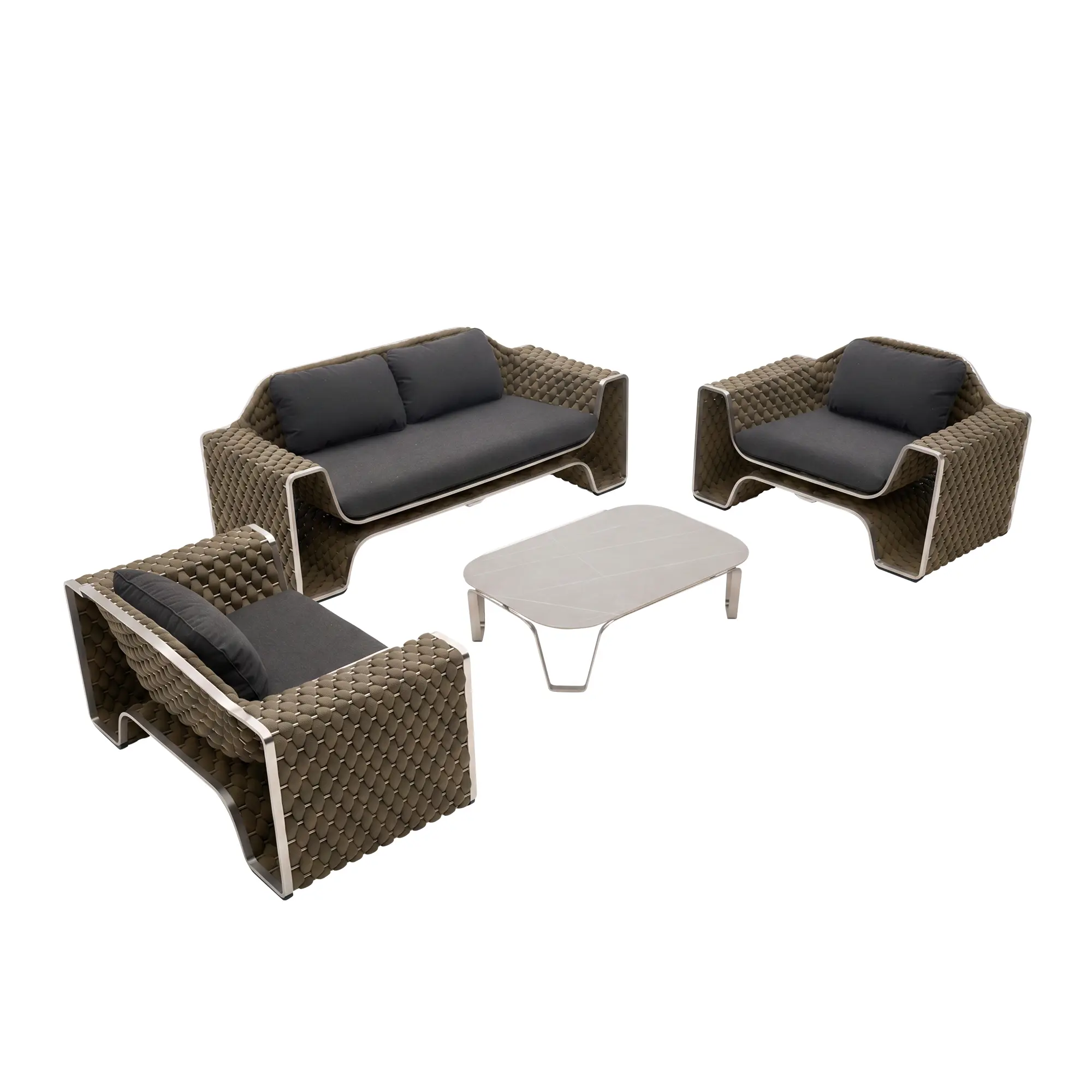 Midnight Jet Black Cushion Brown Frame