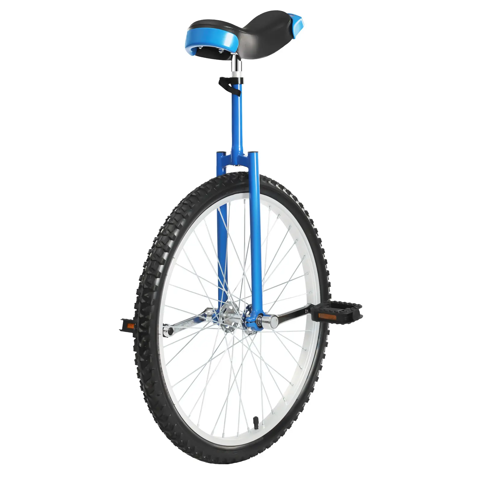 Unicycle with 24in Wheel Diameter, Blue Manganese Steel Frame, Rubber Components, Aluminum Alloy Parts, Adjustable Height, for Balance Training, Daily Fitness (7+ Years, 11.9lbs, 154lbs Capacity, Ideal for Office Workers)