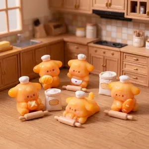 5PCS Total (1 Style Chosen, 4 Randomly Shipped) Mini Cute Baking Puppy Resin Ornaments, Lovely Puppy Decor for DIY Blind Boxes, Mini Dollhouse Accessories, Desktop Home Decor & Cartoon Figurine Collectibles, Easter Egg Fillers & Easter Gift Decorations