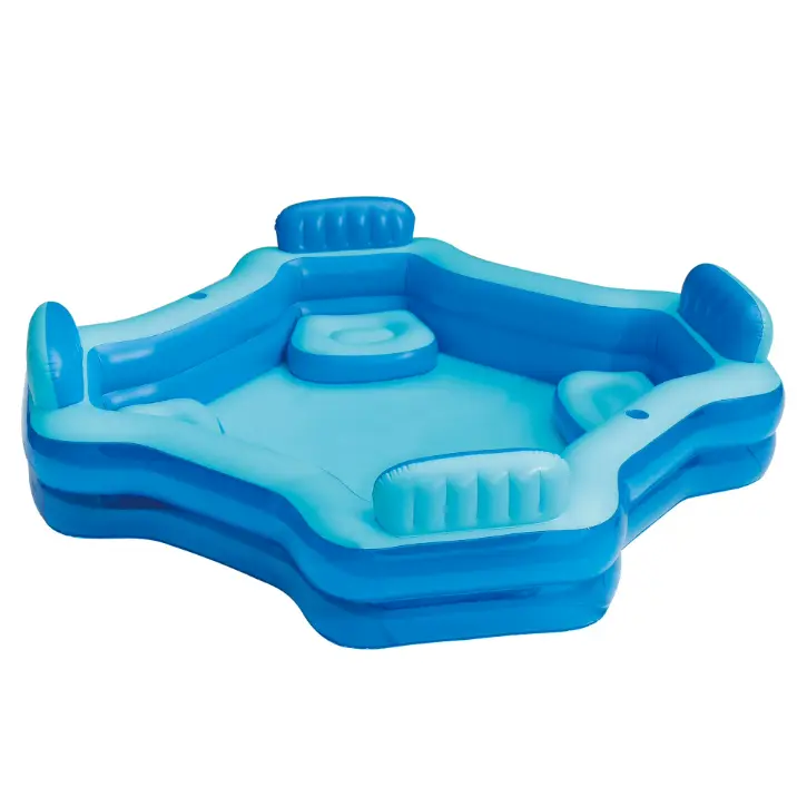 Bluescape Deluxe Comfort Family Pool Inflatable Square Pool with 4 Seats Spacious Blue Design