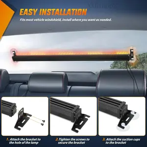 Traffic Advisor Strobe Light Bar with Controller Amber Red Lights Hazard Interior Windshield Flashing Light for Cars Trucks Construction Vehicles