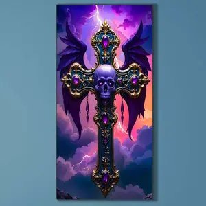 5D DIY Full Drill Diamond Painting - Diamond Painting Kit Cross, Wings. Mosaic Canvas DIY Wall Art, Home Wall Decoration.