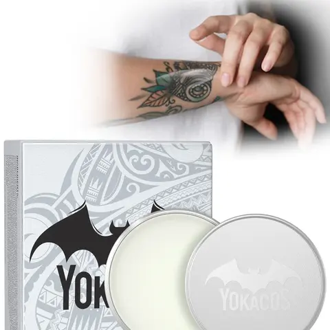 YOKACOS Tattoo Aftercare Balm - Coconut Oil, Shea Butter & Calendula, Vegan All Skin Types Care Cream, Protects New & Rejuvenates Older Ink, 1.76 oz (50g)