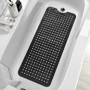 Solid Color Anti-slip Bathtub Mat, Extra Long Bath Massage Mat, Suction Cup Design Safety Shower Bathtub Mat ,Machine Washable and Anti Slip Bathmats,