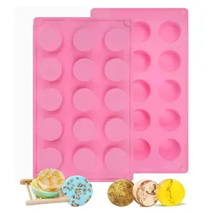 1pc 15 Cavity Cylinder Silicone Soap Mold,  Round Silicone Molds for Handmade Soap, Lotion Bars, Bath Bombs, Chocolate, Cake