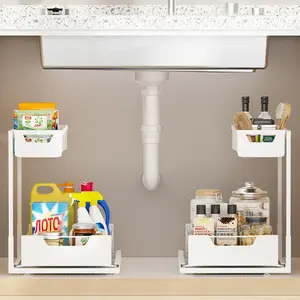 Under-Sink Organizer 1 Count 2-Tier Sliding Cabinet Basket Organizer Drawer  Multi-Purpose Bath Collection Basket for Bathroom Kitchen Dormitory and Dining Room, Bathroom Organizing Accessory