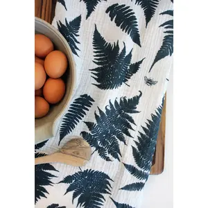 Organic Cotton Muslin Tea Towel - Indigo