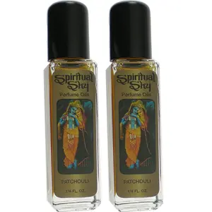 Spiritual Sky Patchouli Perfume Oil - 100% Concentrated Roll-On Fragrance | Earthy Musky Long Lasting Scent | Unisex Essential Oil for Meditation Relaxation Daily Wear 2-Pack ¼ oz Each USA