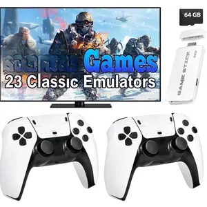 Vintage Game Console Stick with over 2000 Games, 19 Emulators, 2 Wireless Controllers, 4K Output, 64GB SD Card, Portable Gaming System, Video Game Machine