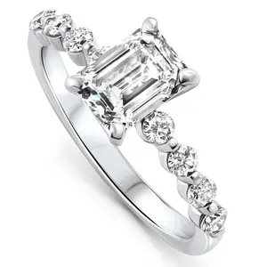 Certified 2 1/3Ct Emerald Cut Diamond Engagement Ring 14k Gold Lab Grown