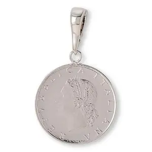 Bellezza Goldtone 20 Lira Coin Polished Enhancer Pendant