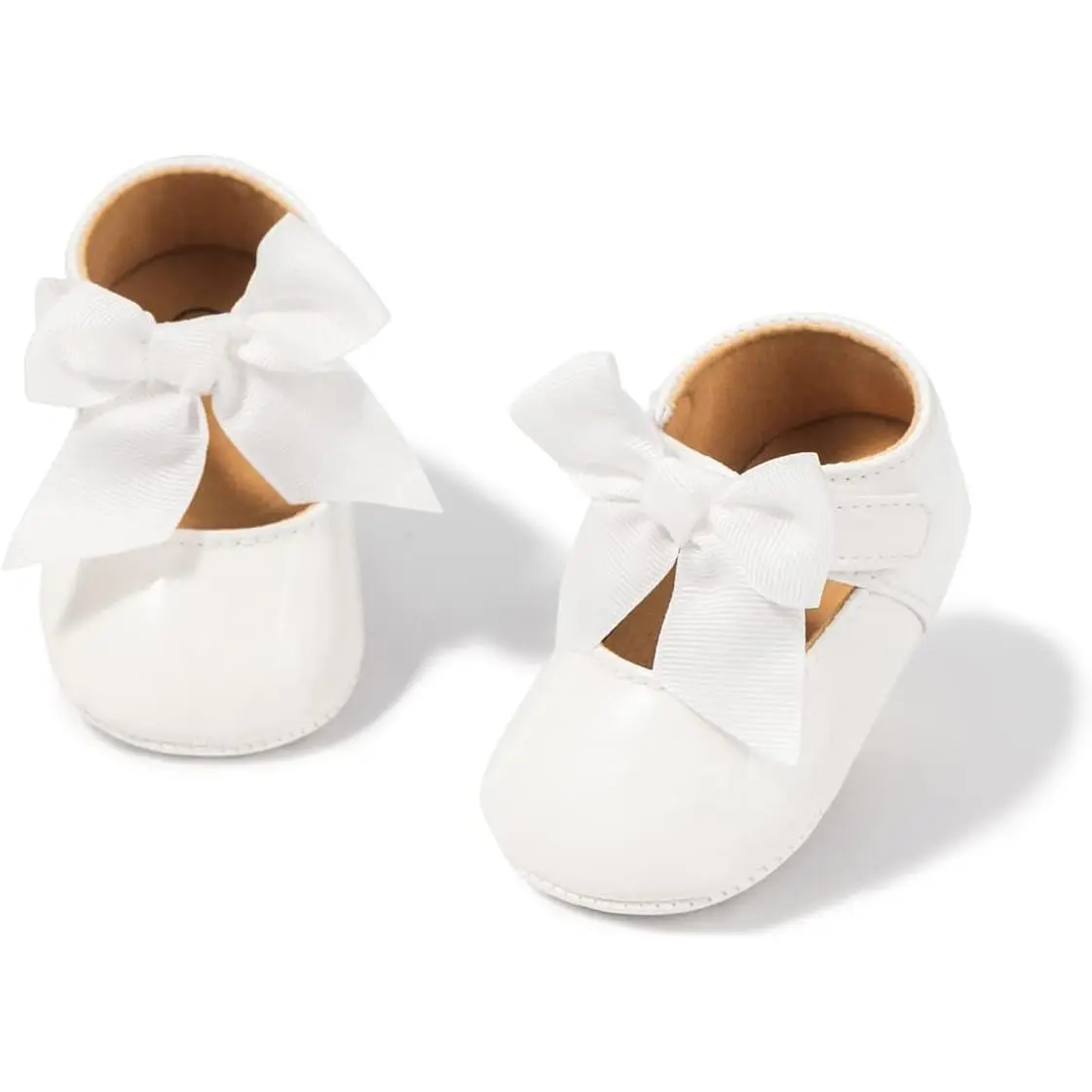 KF5-SK031 Girls' Mary Jane Flats - Infant Walking Shoes with Bowknot, Cotton, Anti-Skid Soles, Round Toe, Adjustable Fit, Hook & Loop Closure for First Walkers, Princess Dresses, Weddings, Princess Look, Rubber, Birthday