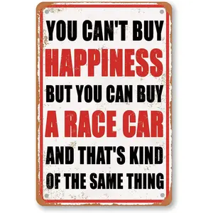 Funny Garage Metal Sign Vintage Car Decor Racing Gifts You Can'T Buy Happiness But You Can Buy A Race Car Personalized Garage Signs For Men Race Theme Car Bedroom Accessories Decor For Boys Retro