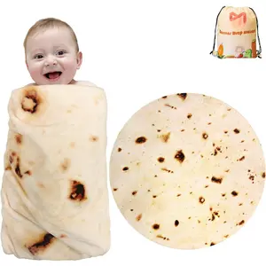 Burritos Tortilla Swaddle Blanket  for  , 285 GSM Soft Flannel Taco Wrap Blanket Funny Gifts for  Shower Boys Girls, 36 inch