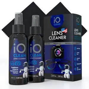 Eyeglass Lens Cleaner (3.38oz+3.38oz+2cloths) – Kit for Glasses, Screens, Camera, Laptops, Touchscreens, Computer Monitors, Other Electronics – 2 Microfiber Cloths Inluded