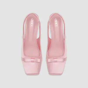 Cider BOWKNOT  SQUARE TOE SATIN HEELS