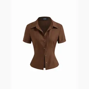 Cider Polo Collar Texture Button Up Shirt SwimWeek