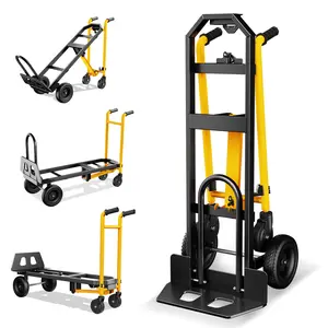 3-in-1 Folding Hand Truck Dolly, 850 lbs Convertible Moving Cart with 2-Wheel Upright Mode and 4-Wheel Platform Mode, Compact Utility Cart for Home Moving, Apartment, Garage, Office, Storage and Delivery Use