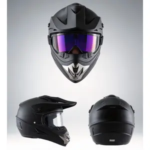 Off-road Motorbike Full Face Helmet For Adult Dirt Bike UTV Off-Road Helmet Goggles Gloves And Face Mask Matte Black DOT